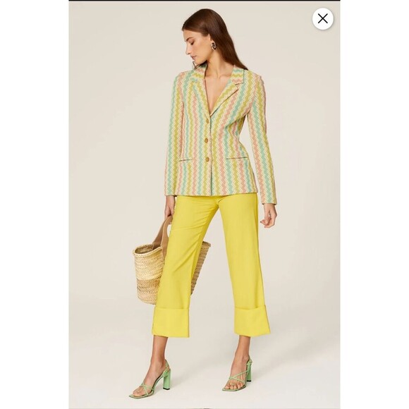 Anthropologie Aldo Martins Women 12 Chevron Blazer Jacket Bamboo Spain Designer - Picture 3 of 16